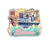 Quwsne Imán para nevera Bilbao España, imán para nevera, recuerdos de viaje de ciudad, regalos turísticos, monumentos clásicos 3D, hechos a mano, decoración del hogar, 985