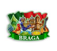 Quwsne Imán para nevera Braga Portugal, imán para nevera, recuerdos de viaje de ciudad, regalos turísticos, monumentos clásicos 3D, hechos a mano, decoración del hogar, 1954