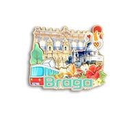 Quwsne Imán para nevera Braga Portugal, imán para nevera, recuerdos de viaje de ciudad, regalos turísticos, monumentos clásicos 3D, hechos a mano, decoración del hogar, 1593