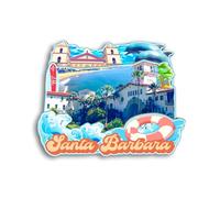 Quwsne Imán para nevera con diseño de Santa Bárbara, California, Estados Unidos, recuerdo de viaje de ciudad, regalos turísticos, monumentos clásicos 3D, hechos a mano, decoración del hogar, 725