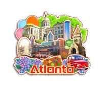 Quwsne Imán para nevera de Atlanta, Georgia America, imán para nevera, recuerdos de viaje de ciudad, regalos turísticos, monumentos clásicos 3D, hechos a mano, decoración del hogar -4136