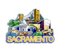 Quwsne Imán para nevera de Sacramento, California, Estados Unidos, imán para nevera, recuerdos de viaje, regalos turísticos, monumentos clásicos en 3D, hechos a mano, manualidades, decoración del