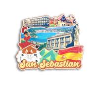 Quwsne Imán para nevera de San Sebastián, España, imán para nevera, recuerdos de viaje de ciudad, regalos turísticos, monumentos clásicos 3D, hechos a mano, decoración del hogar, 1053