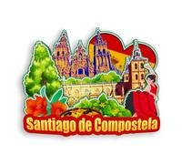 Quwsne Imán para nevera de Santiago de Compostela, España, imán para nevera, recuerdos de viaje de ciudad, regalos turísticos, monumentos clásicos 3D, hechos a mano, decoración del hogar, 1547