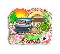 Quwsne Imán para nevera de Seúl, Corea del Sur, imán para nevera, recuerdos de viaje de ciudad, regalos turísticos, monumentos clásicos 3D, hechos a mano, decoración del hogar -2556