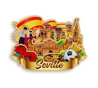 Quwsne Imán para nevera de Sevilla, España, imán para nevera, recuerdos de viaje de ciudad, regalos turísticos, monumentos clásicos 3D, hechos a mano, decoración del hogar, 1380