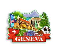 Quwsne Imán para nevera, Ginebra, Suiza, imán para nevera, recuerdos de viaje de ciudad, regalos turísticos, monumentos clásicos 3D, hechos a mano, decoración del hogar -2032