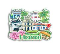 Quwsne Imán para nevera, Hanoi, Vietnam, imán para nevera, recuerdos de viaje de ciudad, regalos turísticos, monumentos clásicos 3D, hechos a mano, decoración del hogar, 1980