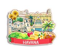 Quwsne Imán para nevera, La Habana, Cuba, imán para nevera, ciudad, viajes, souvenirs, regalos turísticos, 3D, clásico, monumentos hechos a mano, decoración del hogar, 2135