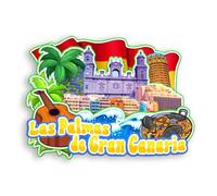 Quwsne Imán para nevera Las Palmas de Gran Canaria, España, imán para nevera, recuerdos de viaje, regalos turísticos, monumentos clásicos 3D, hechos a mano, decoración del hogar, 1422