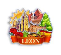 Quwsne Imán para nevera León España, imán para nevera, recuerdos de viaje de ciudad, regalos turísticos, monumentos clásicos 3D, hechos a mano, decoración del hogar -1507, QS-WC-1507