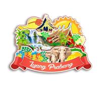 Quwsne Imán para nevera Luang Prabang Laos, imán para nevera, recuerdos de viaje de ciudad, regalos turísticos, monumentos clásicos 3D, hechos a mano, decoración del hogar -2576