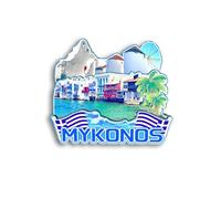 Quwsne Imán para nevera Mykonos, Grecia, imán para nevera, recuerdos de viaje de ciudad, regalos turísticos, monumentos clásicos 3D, hechos a mano, decoración del hogar, 1524