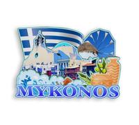 Quwsne Imán para nevera Mykonos, Grecia, imán para nevera, recuerdos de viaje de ciudad, regalos turísticos, monumentos clásicos 3D, hechos a mano, decoración del hogar, 1709