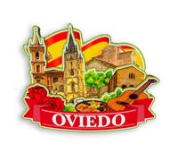 Quwsne Imán para nevera Oviedo España, imán para nevera, recuerdos de viaje de ciudad, regalos turísticos, monumentos clásicos 3D, hechos a mano, decoración del hogar -1408, QS-WC-1408