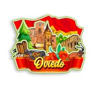 Quwsne Imán para nevera Oviedo España, imán para nevera, recuerdos de viaje de ciudad, regalos turísticos, monumentos clásicos 3D, hechos a mano, decoración del hogar -1407