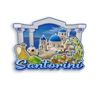 Quwsne Imán para nevera, Santorini, Grecia, imán para nevera, recuerdos de viaje de ciudad, regalos turísticos, monumentos clásicos 3D, hechos a mano, decoración del hogar, 1707