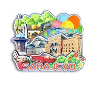 Quwsne Imán para nevera Sarajevo Bosnia y Herzegovina, imán para nevera, recuerdos de viaje de ciudad, regalos turísticos, monumentos clásicos 3D, hechos a mano, decoración del hogar 2384