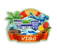 Quwsne Imán para nevera Vigo España, imán para nevera, recuerdos de viaje de ciudad, regalos turísticos, monumentos clásicos 3D, hechos a mano, decoración del hogar, 1553, QS-WC-1553