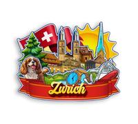 Quwsne Imán para nevera Zúrich, Suiza, imán para nevera, recuerdos de viaje, regalos turísticos, monumentos clásicos 3D, hechos a mano, decoración del hogar -2029