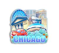 Quwsne Imanes para Nevera de Ciudades, Imán para Nevera Chicago Illinois USA, Recuerdos de Viaje de Ciudad, Regalos Turísticos, Monumentos Clásicos 3D, Hechos a Mano, Decoración del Hogar - 641