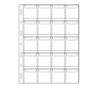 QuxetlRyz Album Monedas 10pcs A4 9-Ring Coin Binder Pages - Transparent PVC Sheets with Protective Flap Closure, 12/20/30/42 Pockets for Collection(20-Pcokets 10pcs)
