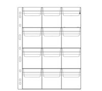 QuxetlRyz Album Monedas 10pcs A4 9-Ring Coin Binder Pages - Transparent PVC Sheets with Protective Flap Closure, 12/20/30/42 Pockets for Collection(12-Pcokets 10pcs)