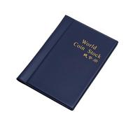 QuxetlRyz Album Monedas 120 Grid Coin Collecting Album Books Coinning Holders World Storage Book PU Case Collection Pockets(Blue)