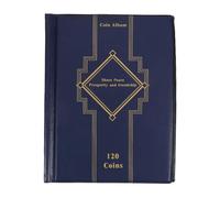 QuxetlRyz Album Monedas 120 Pockets Artificial PU Leather Coins Collection Album Book Collecting Money Organizer Storage Bags PVC Film(Dark Blue)
