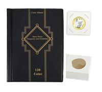 QuxetlRyz Album Monedas 120 Pockets Artificial PU Leather Coins Collection Album Book Collecting Money Organizer Storage Bags PVC Film(Black Set)