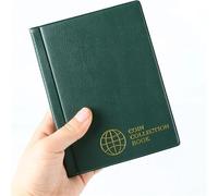 QuxetlRyz Album Monedas 60 Pocket Coin Collection Bookshelf Display Organiser for Collectors Storage Album Money Baga(Green)