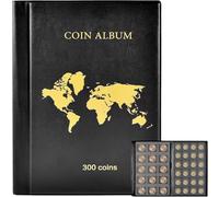 QuxetlRyz Album Monedas Coin Collection Book Holder Album for Collectors, 300 Pockets Coins Display Storage Case, Collecting Sleeves Organizer Box(Black)