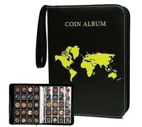 QuxetlRyz Album Monedas Coin Collection Book Holder for Collectors, 200 Pockets Collecting Album & 10 Sleeves Paper Money Display Storage Case