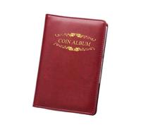 QuxetlRyz Album Monedas Durable Crown/Rose Print Coin Album PU Leather Mini Pocket Coins Collection Book 120 Pockets Holder Booklet Collector(Red 2)