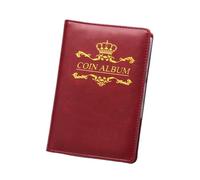QuxetlRyz Album Monedas Durable Crown/Rose Print Coin Album PU Leather Mini Pocket Coins Collection Book 120 Pockets Holder Booklet Collector(Red 1)