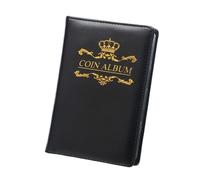 QuxetlRyz Album Monedas Durable Crown/Rose Print Coin Album PU Leather Mini Pocket Coins Collection Book 120 Pockets Holder Booklet Collector(Black 1)