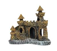 QuxetlRyz Decoración Acuario Túnel Rocalla artística de Resina en Forma Castillo, decoración Acuario una Pieza, Adorno pecera for paisajismo del hogar(9CM A)
