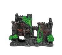 QuxetlRyz Decoración Acuario Túnel Rocalla artística de Resina en Forma Castillo, decoración Acuario una Pieza, Adorno pecera for paisajismo del hogar(17CM)