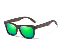 QuxetlRyz Gafas de Sol Gafas de sol madera bambú natural, hechas a mano, polarizadas, con revestimiento espejo, for mujer(Green)