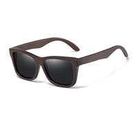 QuxetlRyz Gafas de Sol Gafas de sol madera bambú natural, hechas a mano, polarizadas, con revestimiento espejo, for mujer(Black)