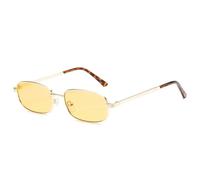 QuxetlRyz Gafas de Sol Gafas de sol retro clásicas con marco metal rectangular pequeño for mujer, gafas modernas color caramelo, tendencia for hombre protección UV400(C3-Golden yellow)