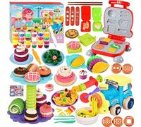 QUXV Juego de Plastilina, 85 Piezas Accesorios Plastilina Juego Plastilina Herramientas Plastilina para Niños, Moldes de Arcilla para Hacer Hamburguesas Pizzas y Helados, Herramienta Juego Niños