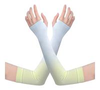 QUXVUIS 1 par de mangas de brazo seda helada con protección UV, mangas brazo para Fitness, culturismo, manga solar, protector solar para correr, ciclismo, golf, Gradiente azul amarillo