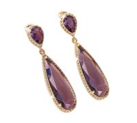 QUXVUIS 1 par de pendientes de cobre con diamantes imitación para mujer, reemplazo decorativo, lindo, romántico, Vintage, para mujer, joyería gota para el oído, Púrpura