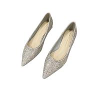 QUXVUIS 2 Pack/Lot A of Sparkle Zapatos Planos de Boda para Mujer en Cuero de Fibra Zapatos Corte Goma antidecoloración para Mujer, Plata, 36.1