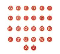 QUXVUIS 26 piezas de abalorios con letras iniciales, hallazgos de joyería, regalo aniversario, abalorio colgante aleación para, Rojo