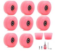 QUXVUIS 8 Uds Rueda de patín Accesorio Universal para monopatín Ruedas de Patines Ruedas Velocidad con Cabezal Freno Pieza modificada, Rosado