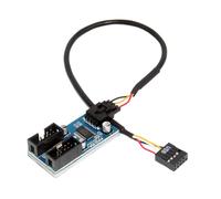 QUXVUIS Adaptador de Conector de Cable Divisor USB Funcional con Conector USB de 9 Pines. Fácil instalación. Ventajas: concentrador Divisor de 1 a 2. Cable, Negro, 1 a 2 Cables