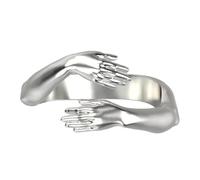 QUXVUIS Anillo abierto ajustable compromiso parejas abrazo nudillo mano joyería aniversario novias novios regalos decoración