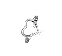QUXVUIS Anillo de corazón portátil para mujer, anillo de banquete para niñas, anillos románticos plata que se pueden abrir ajustables, joyería, regalo cumpleaños moda
